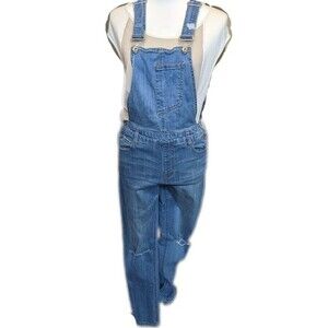 Dollhouse distressed denim bib overalls, adjustable straps, skinny fit 11